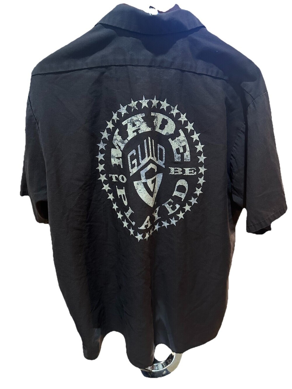 Guild Apparel Black Button Up Work Shirt XXL Mechanic Biker Garage Shop Uniform